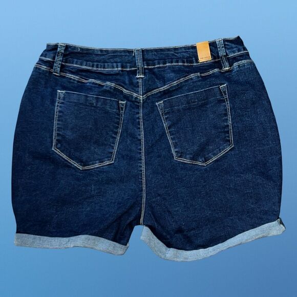 YMI Jeans High Rise Dark Wash Cuffed Denim Shorts Size 16 #137 - Picture 5 of 5